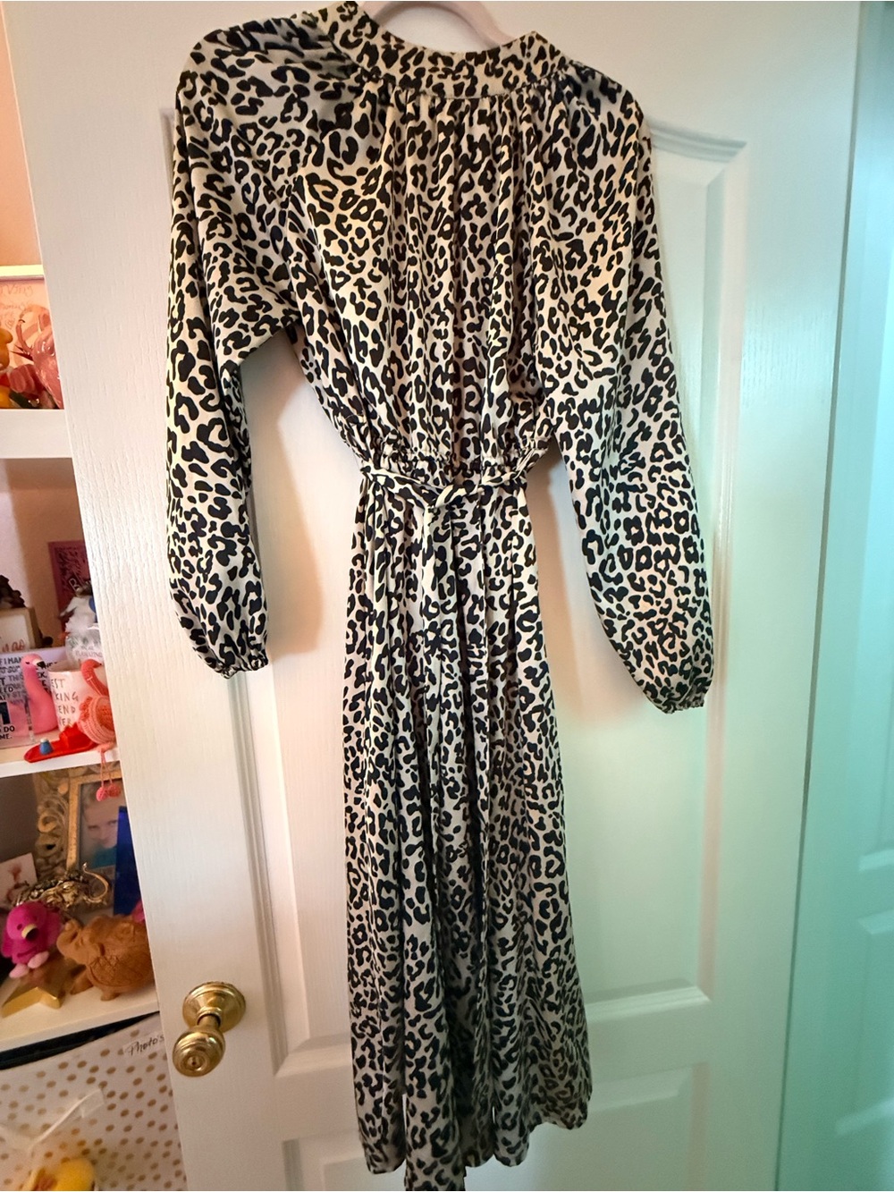 LOFT Leopard Print Long Sleeve Maxi Dress - Beige & Black